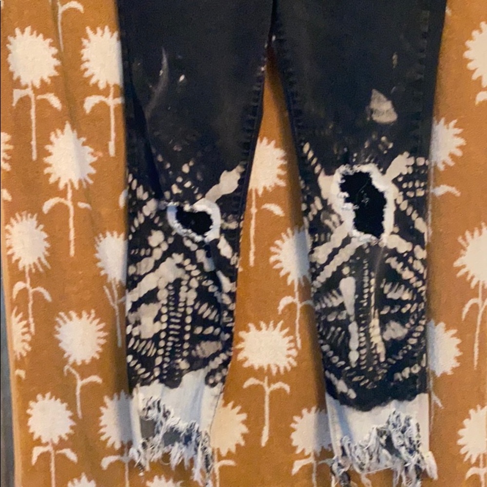 Custom bleach destroyed black skinny jeans